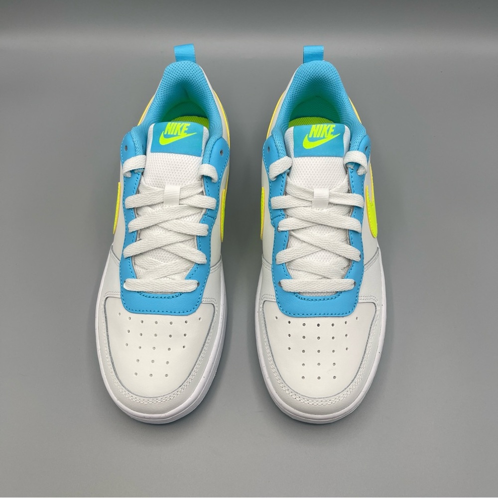 Nike Court Borough Low 2 GS /7Y 'White Baltic Blue Volt' Women's Size 8.5 - Picture 5 of 14